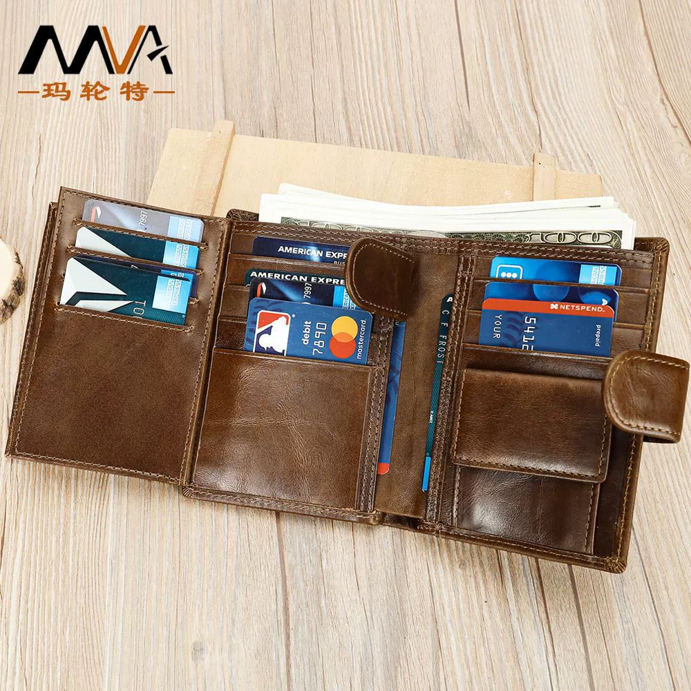 Short wallet, men's leather retro hand loop bag, (Cross-border trading), genuine leather, cowhide, European style