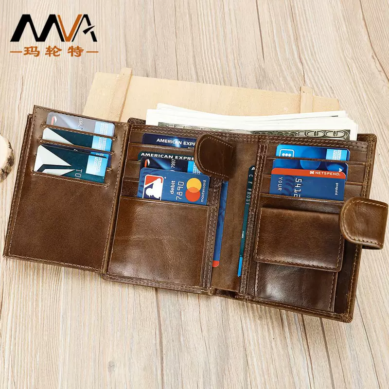 Short wallet, men's leather retro hand loop bag, (Cross-border trading), genuine leather, cowhide, European style