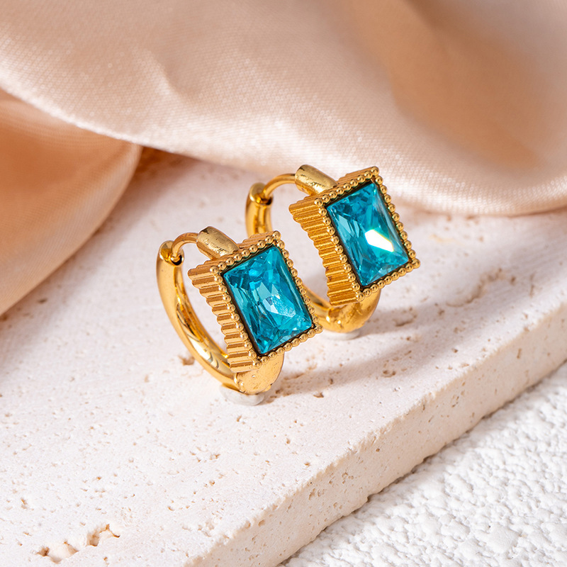 Blue cubic zirconia earrings 1358