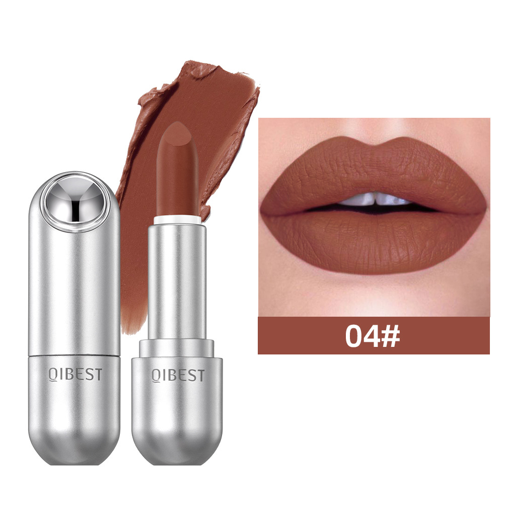QIBEST light matte non-stick cup non-fading lipstick long-lasting waterproof not easy to decolorize natural three-dimensional lipstick