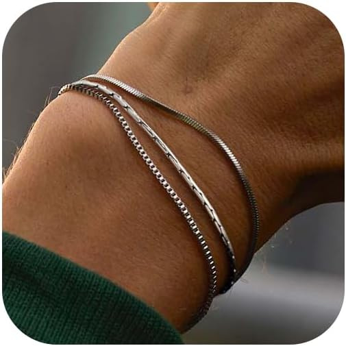 2025 European and American Cross-Border New Three-Piece Bracelet Set, Stacked Multi-Layer Chain Bracelet Set for Men and Women, Jewelry Gift
