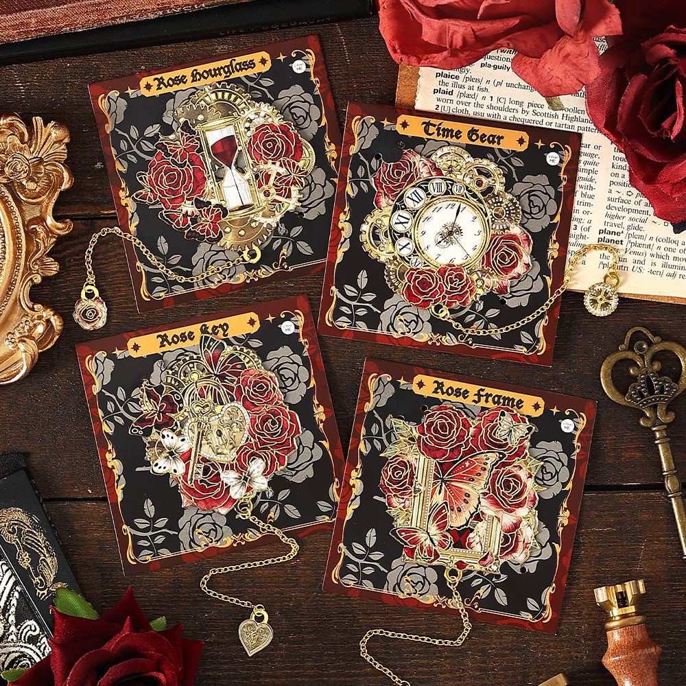 Infeel.me marcador de metal, narración de tiempo, reloj original, marcador de tema de rosa, marcador de lectura de estudiante