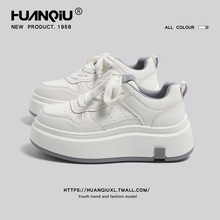 环球厚底小白鞋女款2025新款春季百搭运动休闲鞋增高轻便系带板鞋