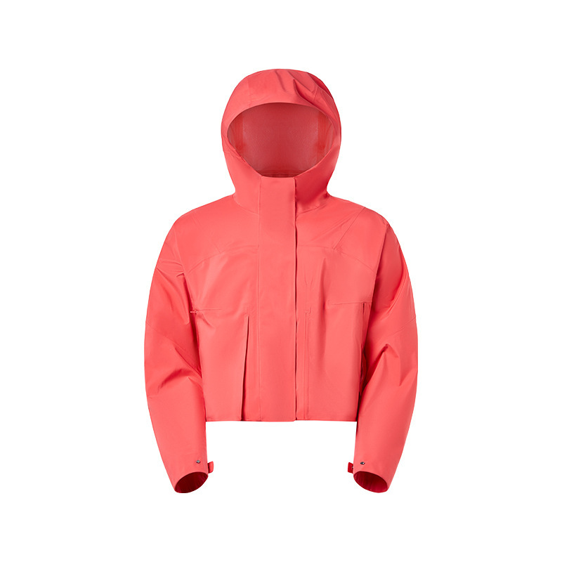 Moda caliente impermeable a prueba de viento transpirable ropa de asalto de sellado térmico para mujeres caminando acampando ropa corta al aire libre con capuz