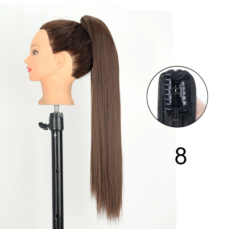 22inch 爪クリップストレートヘアポニーテール化学繊維かつら女性ロングストレートふわふわハイポニーテール|undefined