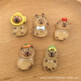 夜光卡皮巴拉水豚 diy发夹头绳贴片钥匙扣鞋扣材料 树脂饰品配件