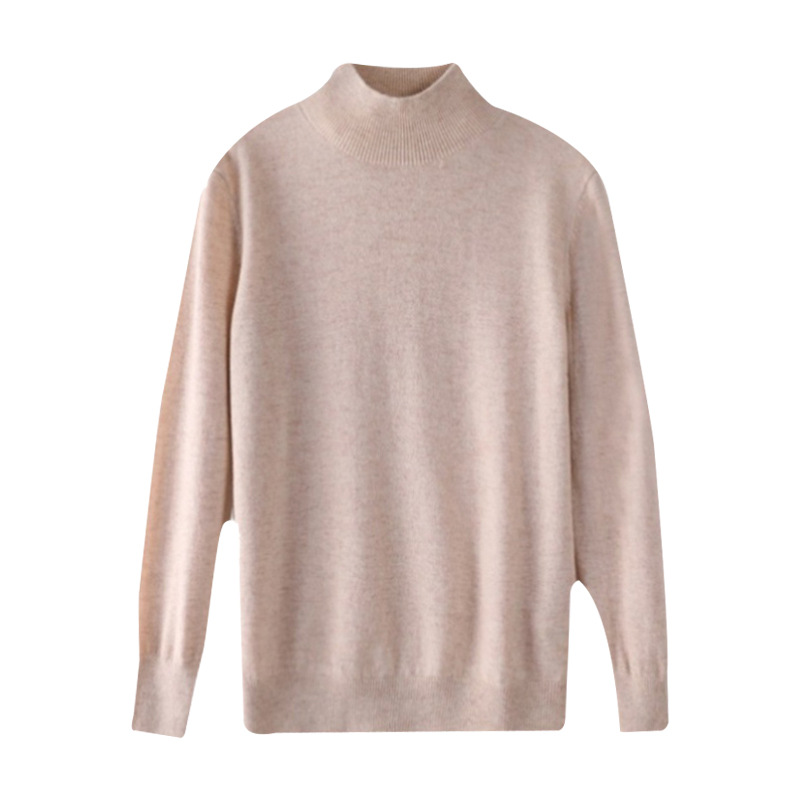 Ropa de primera línea medio cuello alto 100 suéter de lana pura suéter de color sólido de las mujeres camisa de fondo de punto del todo fósforo