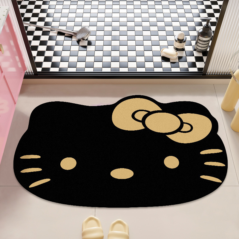 可爱HelloKitty硅藻泥吸水地垫家用卫生间洗漱台防滑易打理门垫|undefined