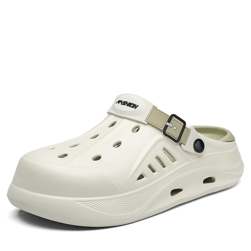 Zapatos de verano nuevos zapatos de agujero transpirables de doble capa, zapatillas frescas huecas en la playa, zapatos de hombre con suela gruesa