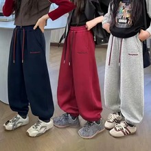 2025新款秋冬儿童加绒加厚休闲裤中大童中腰宽松卫裤女童宝宝潮流