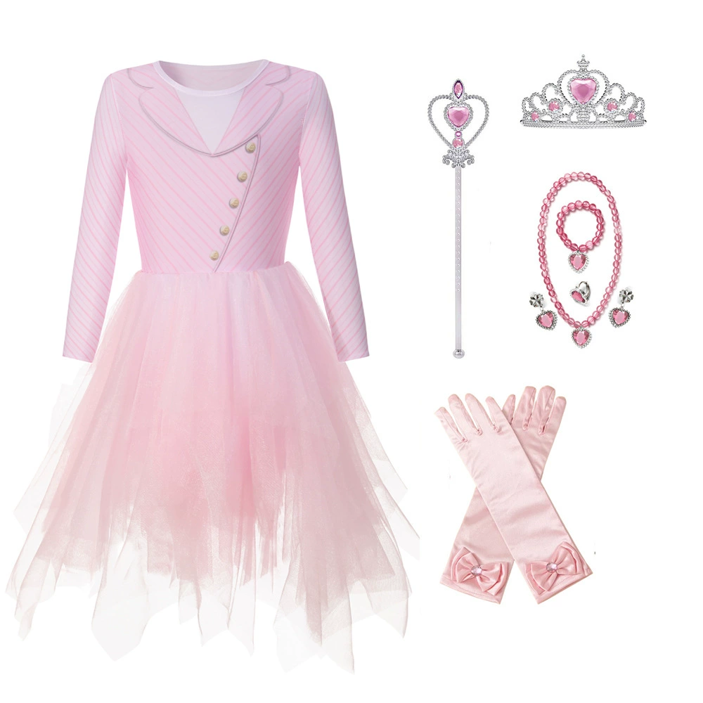 Волшебная ведьма Wicked Глинда Ив Барка Косплей Хэллоуин Костюм Розовая полоска Школьная форма