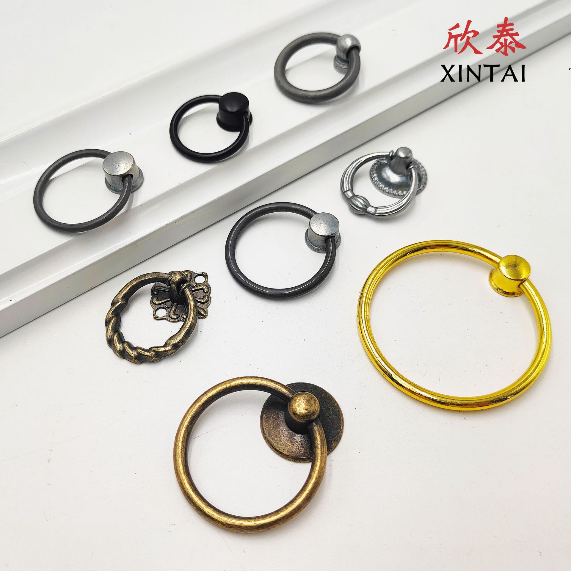 Ring handle new Chinese style ring pull ring hanging ring retro craft simple cabinet wardrobe door zinc alloy handle