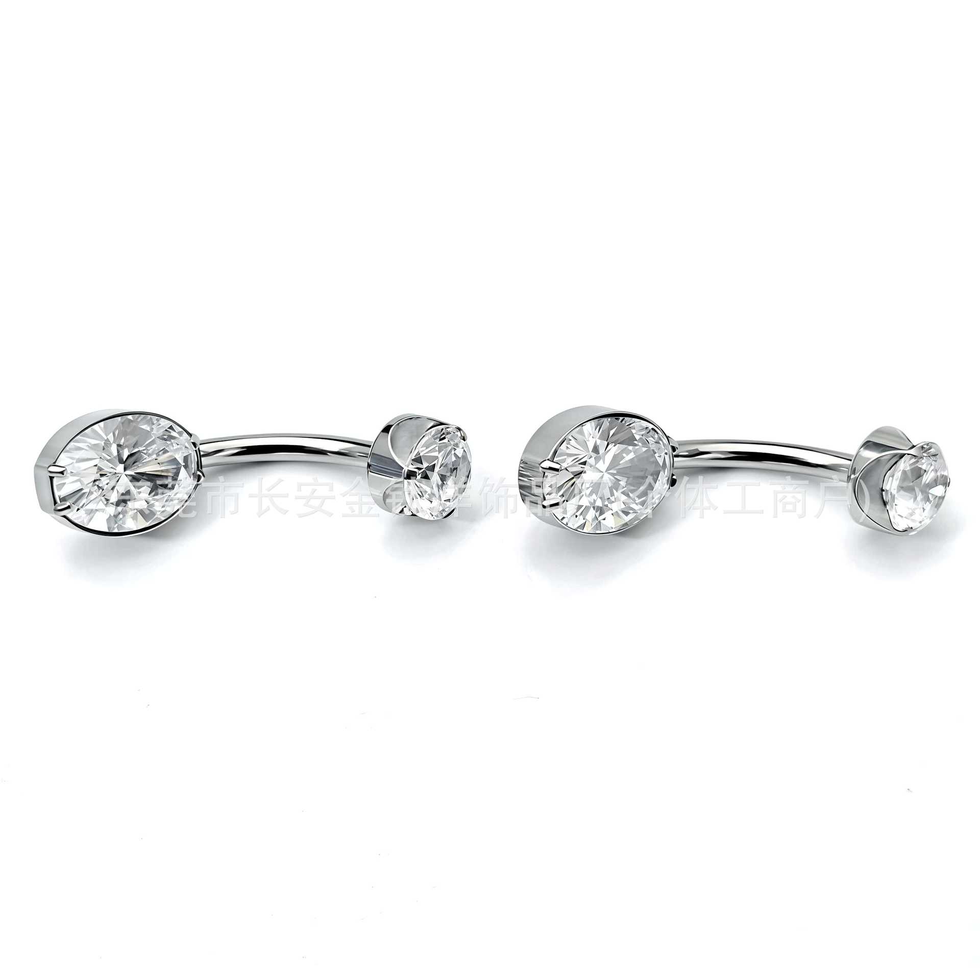 F136 Titanium Internal Thread Water Drop Full Diamond Zircon Navel Piercing Ring G23 Titanium Alloy Body Jewelry detail image 4