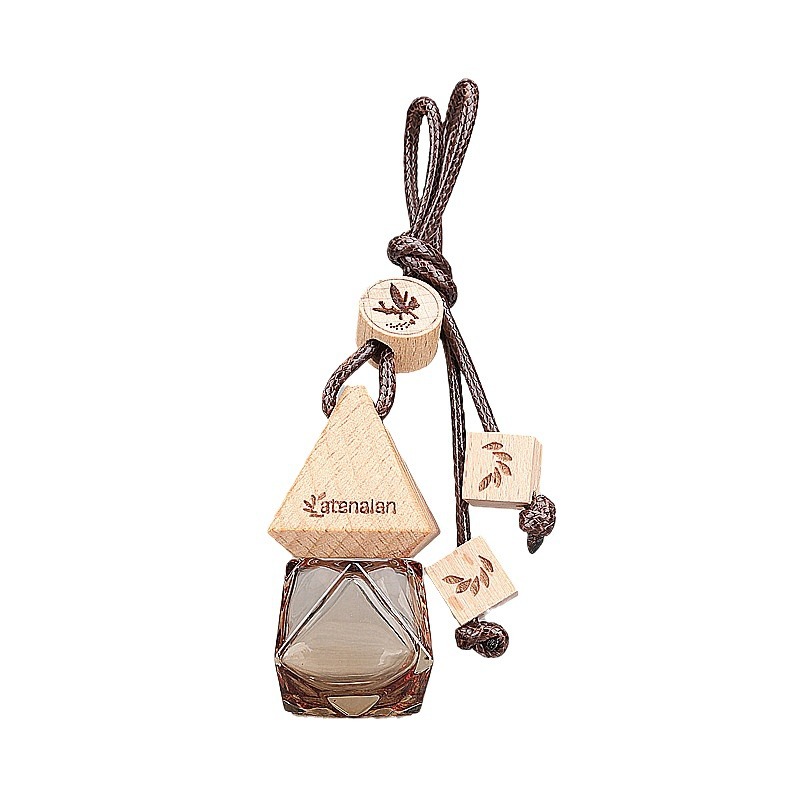 G014-8ml 車用ストラップ車用アロマセラピーボトルペンダントミニ揮発性ガラス詰め替えエッセンシャルオイル空ボトル