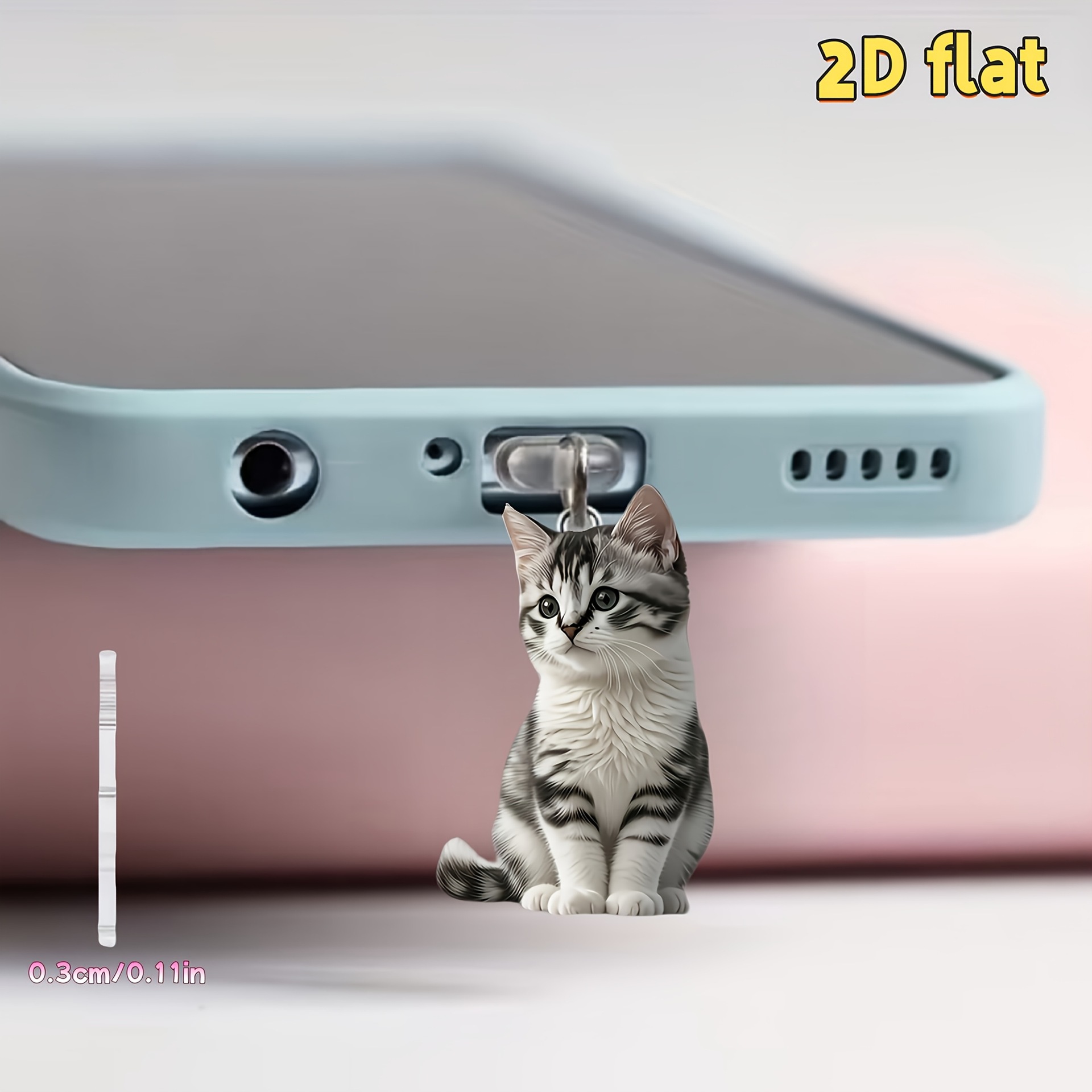 Nuevo acrílico plano transfronterizo lindo gatito acrílico enchufe de polvo para teléfonos móviles
