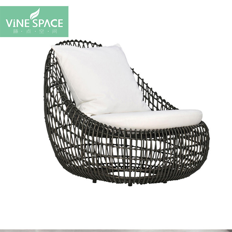 户外藤椅茶几躺床组合藤沙发设计师露台别墅售楼部花园PE藤仿套装|ru