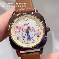 ZGO Zhenggang Sanrio co-branded watch literary retro temperament student small square watch helloKitty quartz watch