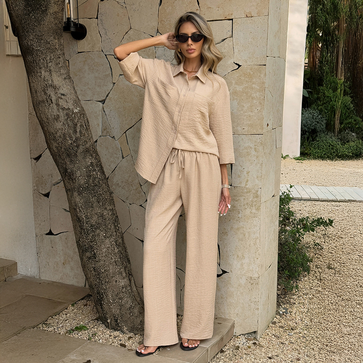 Women's Clothing Elegant Long Sleeved Top Set For Women Versatile Long-Sleeved Top Set Offers Comfort Spring Summer Two Piece Set_ecoleips.com