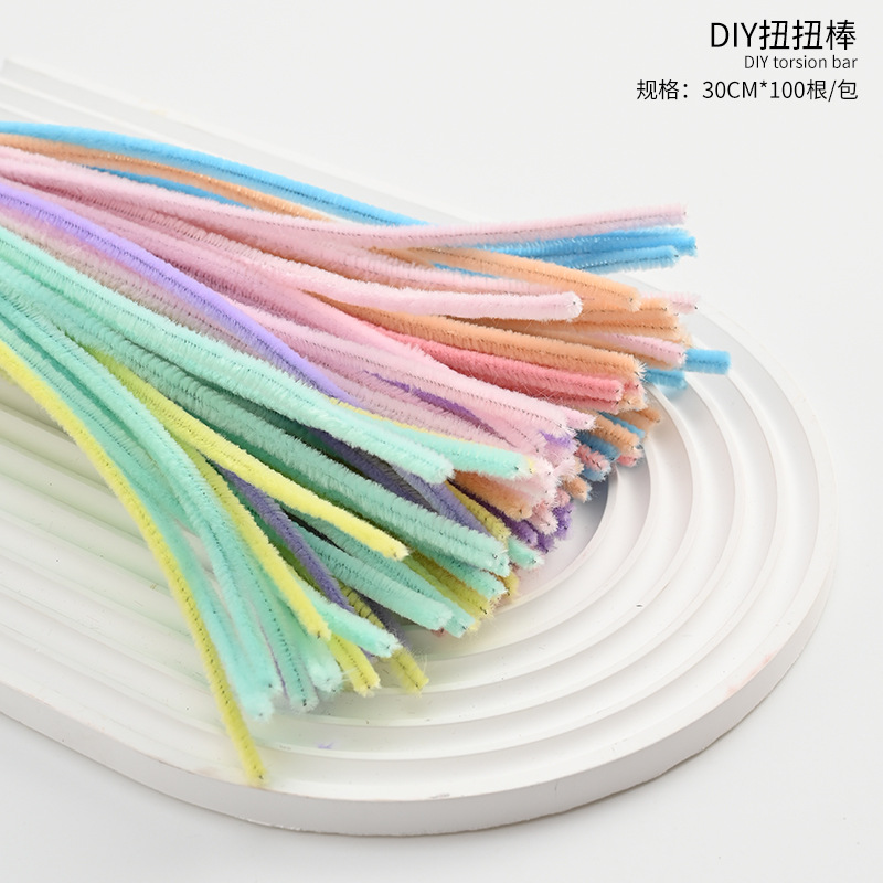 Mayorista 8mm ultra-denso de lana hecha a mano para niños diy puzzle juguete material de ramo paquete de color macarón barra de torsión