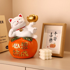 柿柿如意招き猫飾り玄関リビングルームデスクトップ家の装飾開店新築祝いギフト