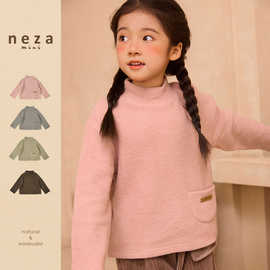 neza mini秋冬新款儿童高领上衣保暖女童纯色毛衣百搭A类男宝长袖