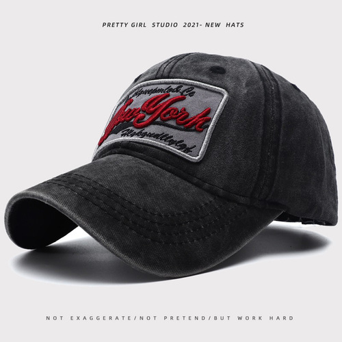 Yiwu Cross-border hats for men summer fashion trend duckbill hats for men retro washed sunscreen soft brim baseball hats for women