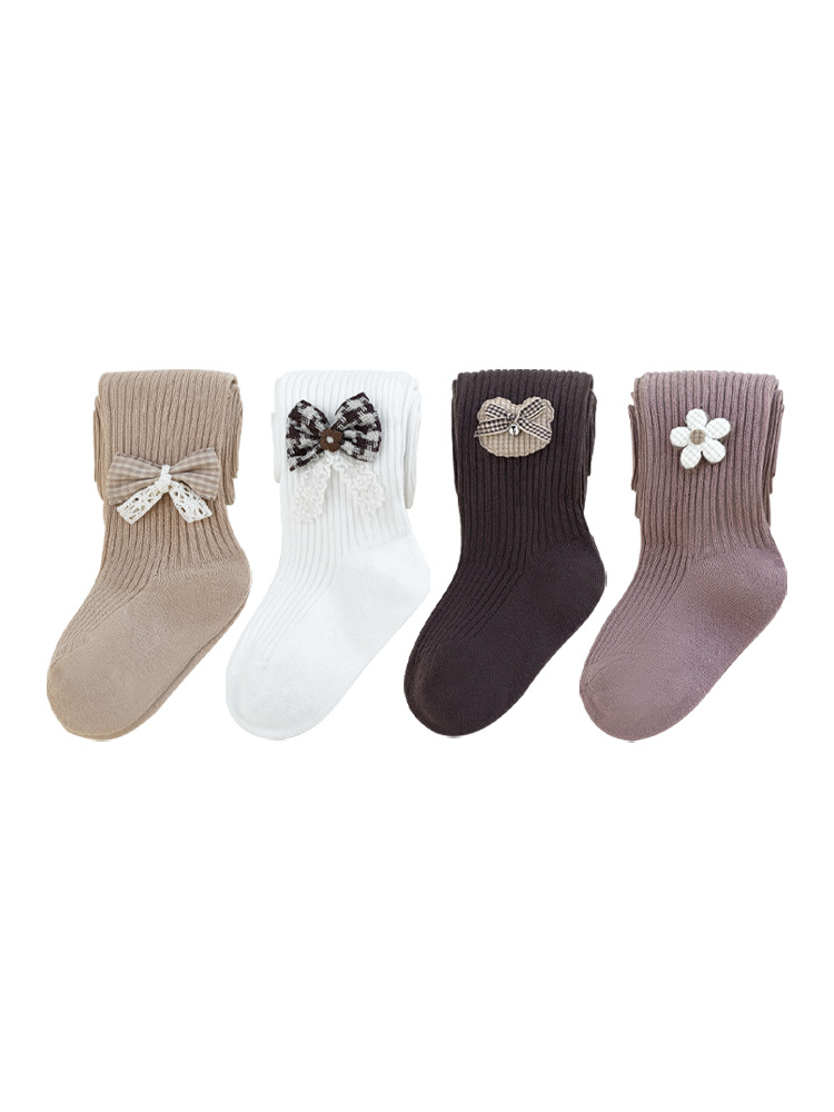 Pantimedias para niñas 2025 primavera nuevas leggings elegantes de princesa con lazo leggings de una pieza para bebés y niños.