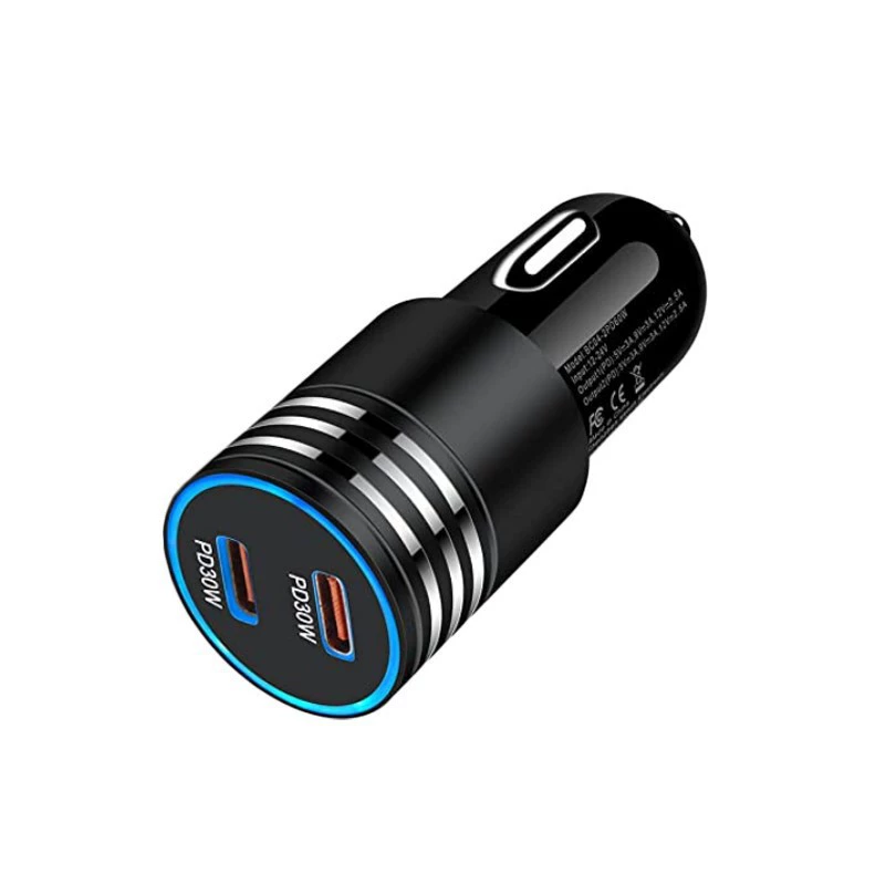 60W двухпортовое автомобильное зарядное PD+PD, быстрая зарядка 60W, новое 60W двухпортовое зарядное с двумя TYPE-C портами