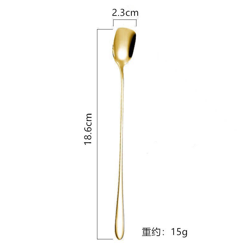 Stainless Steel Coffee Stirring Spoon With Long Handle Square Head_voghion.com