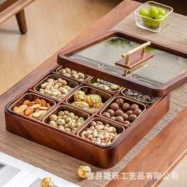 新款木质九宫格干果盒家居客厅水果小吃拼盘下午茶点甜品坚果盘