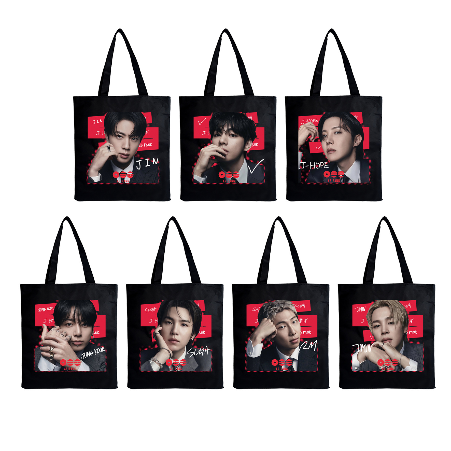 BTS merchandise Oxford shoulder bag for men and women, JIN JIMIN RM V popular shoulder tote shopping bag