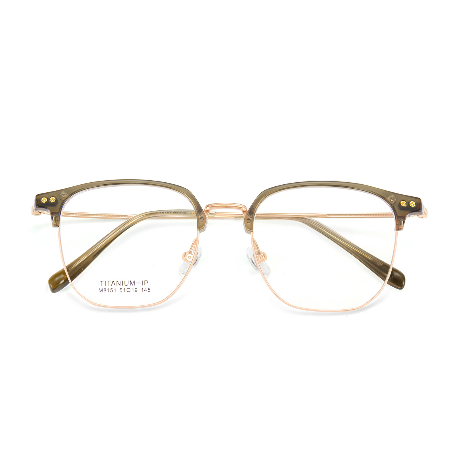 Internet celebridad verde oliva ultra ligero TR gafas de titanio puro marco liso blanco flexible piernas de titanio puede ser equipado con miopía Danyang venta al por mayor