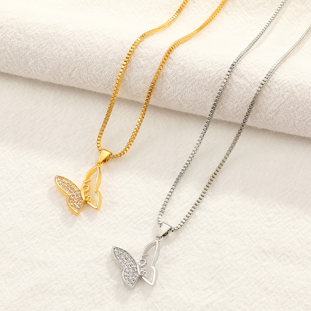 Simple Style Butterfly Copper Necklace Inlay Zircon Copper Necklaces display picture 2