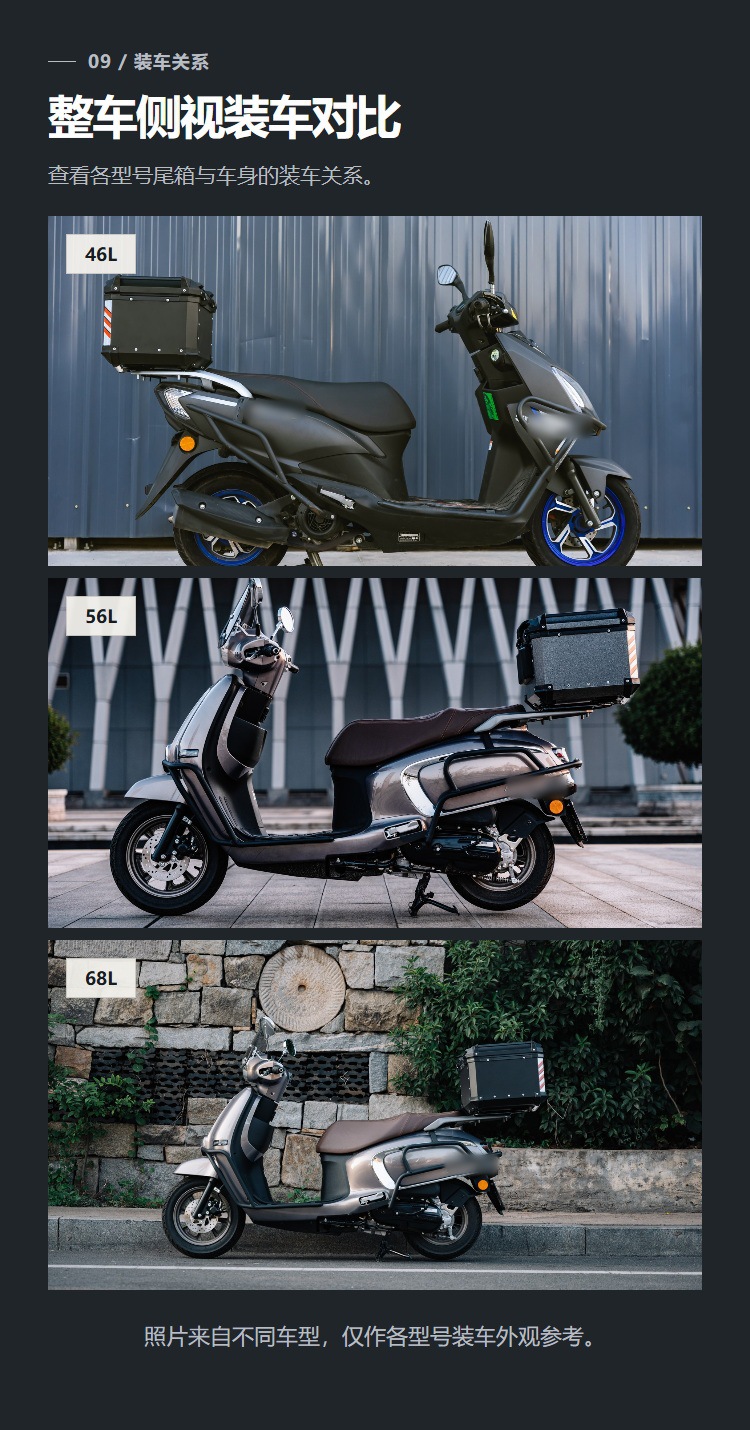 Aluminum alloy universal motorcycle tail box, electric vehicle storage box, quick-release carbon steel base, new model, 46L large size