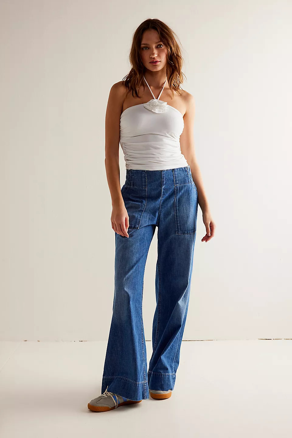 SC European And American Women's Fashion Stylish Low-waist Non-stretch Denim Pants, Trendy Loose Slimming Elastic Waist_ecoleips.com