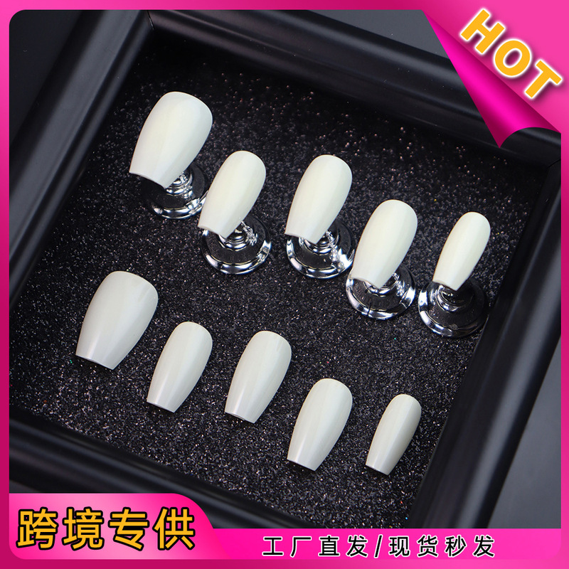 Women's Premium Nail Art Nail Tips, Simple Solid Color Short Fake Nail Stickers for Daily Wear by Office Workers, Exclusively for Cross-Border Supply