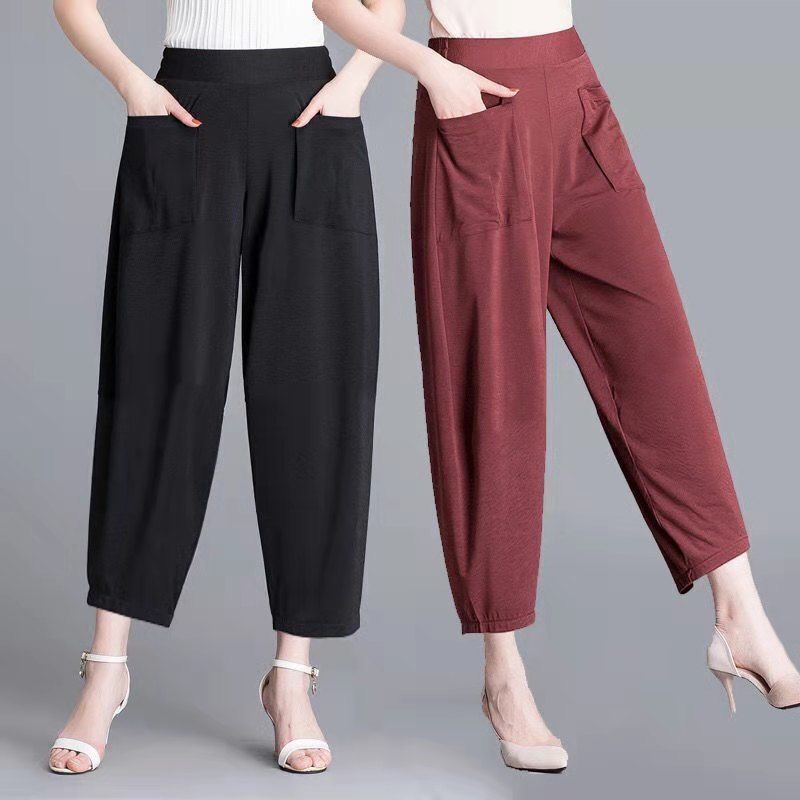 Cropped/cropped new women's pants summer thin harem pants Korean style plus size loose casual pants lantern radish pants