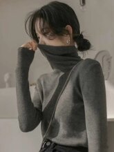女士半高领毛衣2024春秋季新款韩版宽松线衣学生潮流打底针织衫