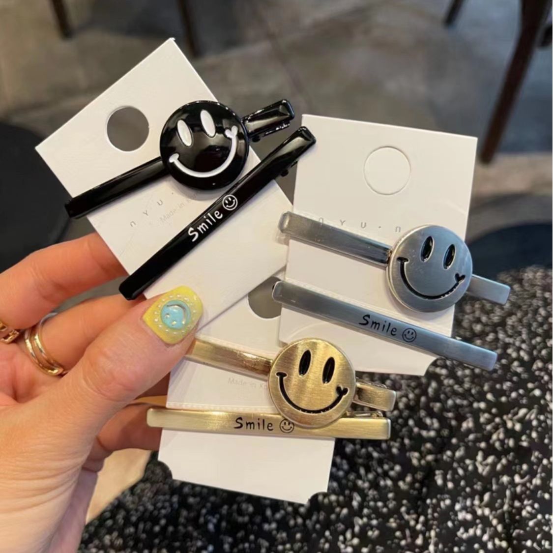 韓國新款網紅笑臉合金一字邊夾劉海碎髮夾對夾氣質發卡女