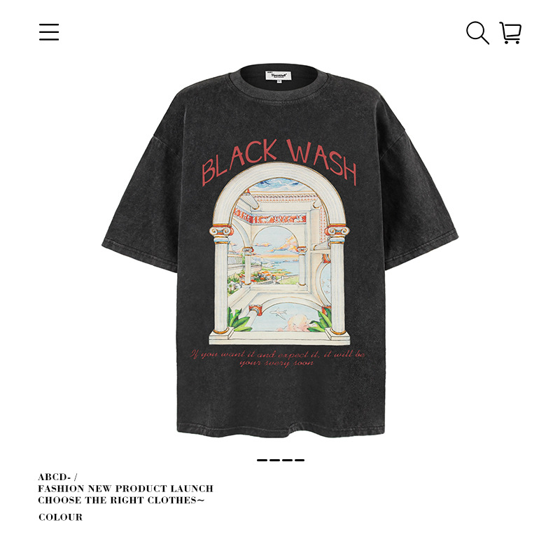 Camiseta de manga corta apilada en la calle alta de la marca de moda pesada de 250g para hombres de algodón puro con camisa de fondo suelta para hombres de verano