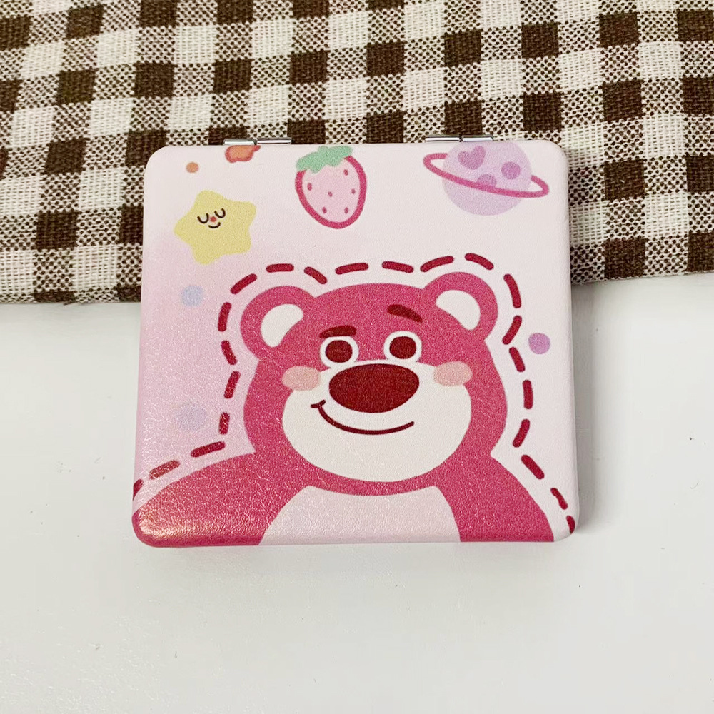 Nuevo perro Pacha osos de fresa doble cara plegable espejo de maquillaje tienda en línea tienda de espejo pequeño fábrica al por mayor