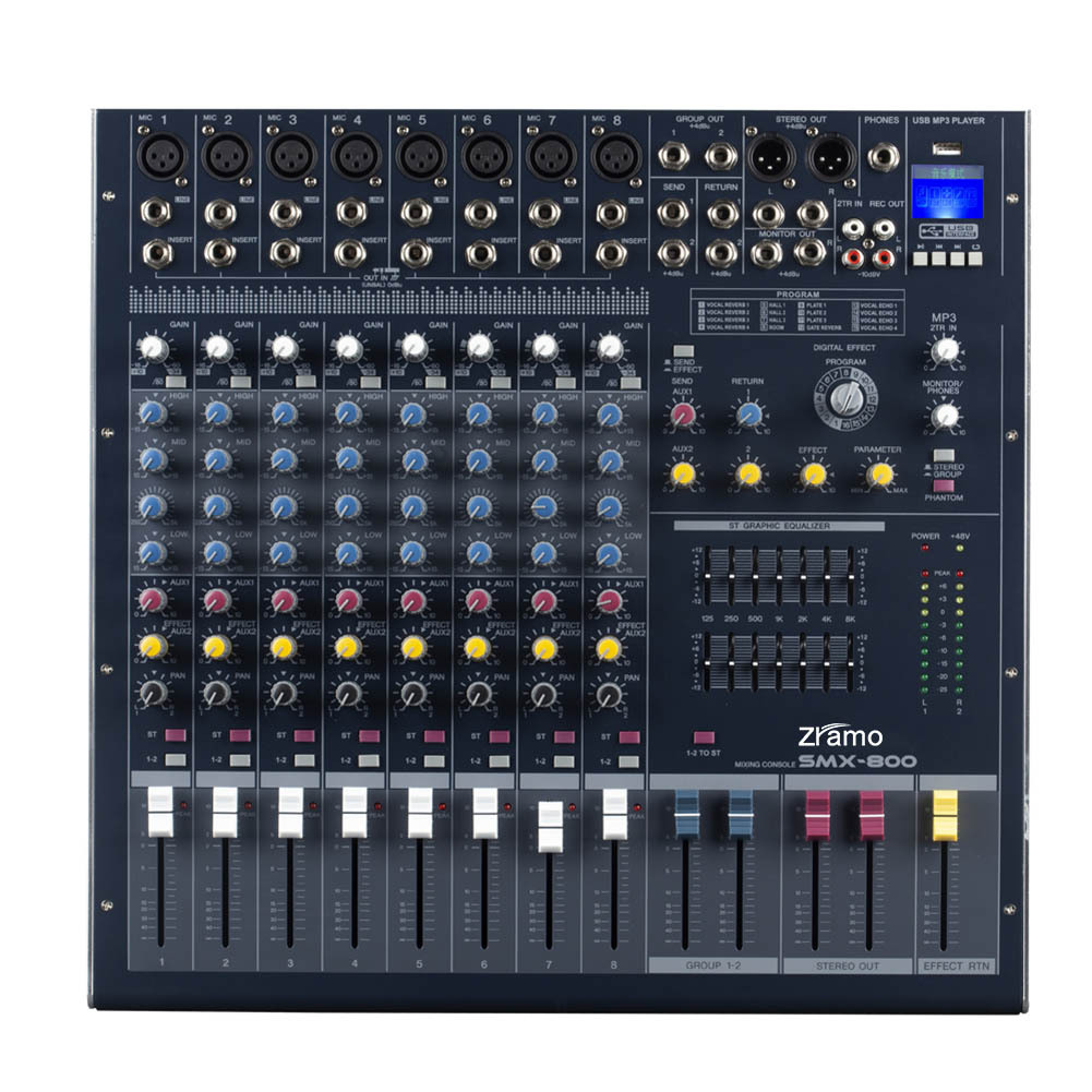 专业8路调音台路舞台演出婚庆USB MP3 蓝牙800系列音频混合器