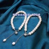 Pendant from pearl, fashionable bracelet for princess, silver 925 sample