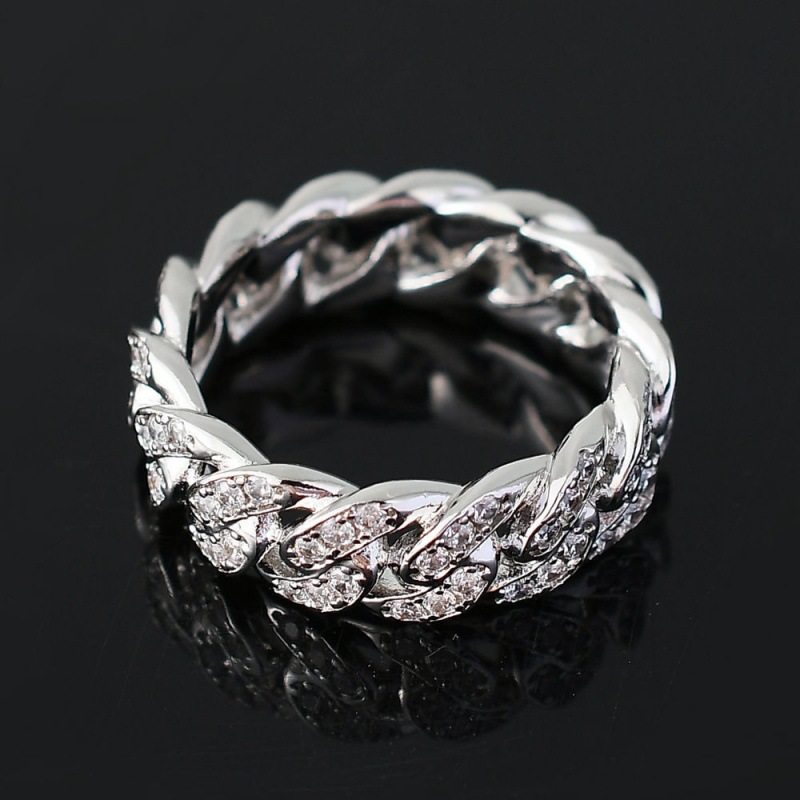 Hip Hop Cuban Chain Ring With Full Zircon For Men And Couples_voghion.com