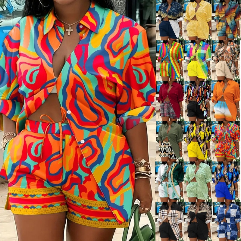 Vacances Rue Femmes Vêtement De Rue Bloc De Couleur Polyester Ensembles De Pantalons Ensembles De Shorts display picture 2