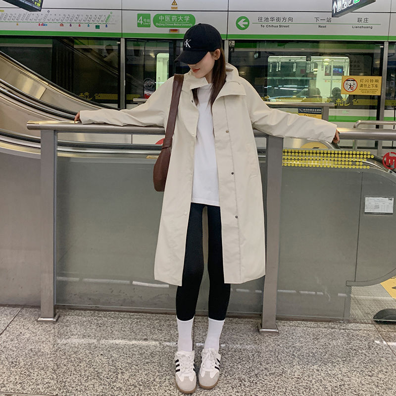 欧货黑色中长款冲锋衣女款2025新款宽松加棉休闲风衣棉服风衣外套|undefined
