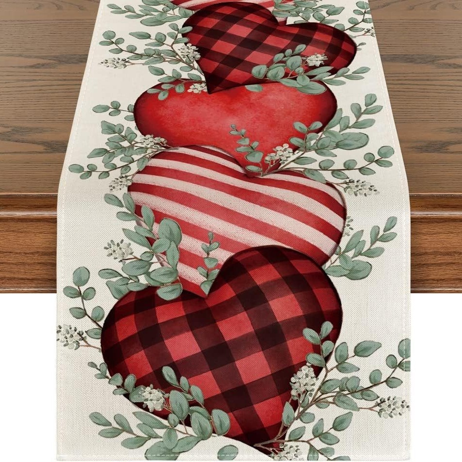 Transfronterizo nuevo día de San Valentín camino de mesa Lino impreso mantel hogar Decoración sofá fiesta Festival atmósfera Decoración