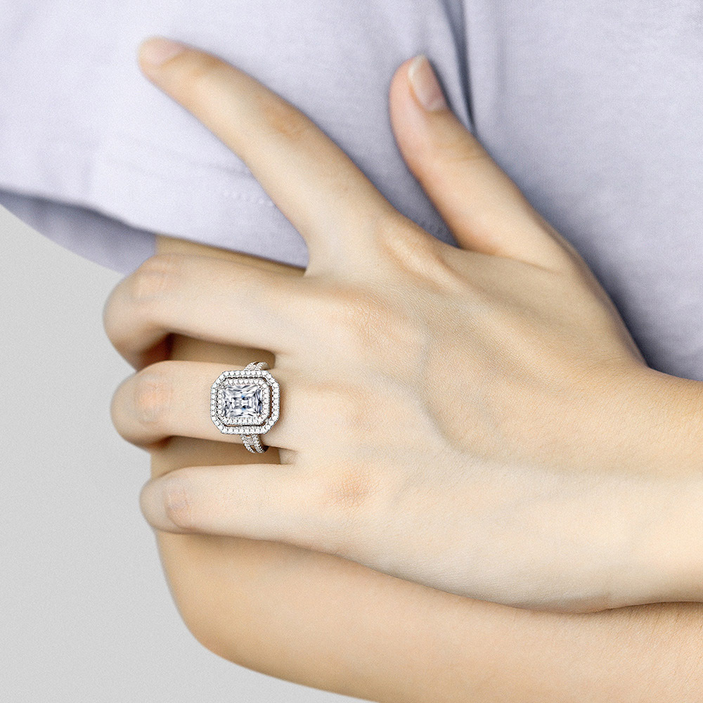 Plating, Inlay Design 925 Sterling Silver Zircon Geometric Rings