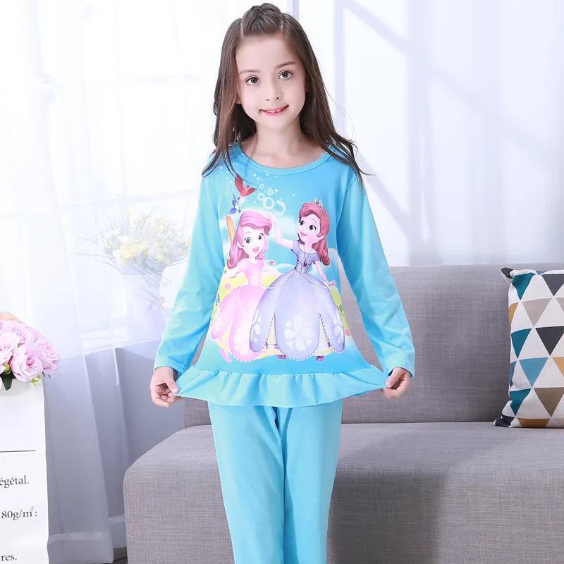 Pijamas infantiles de manga larga primavera y otoño verano niñas niños grandes ropa de aire acondicionado delgada princesa bebé set de ropa de hogar