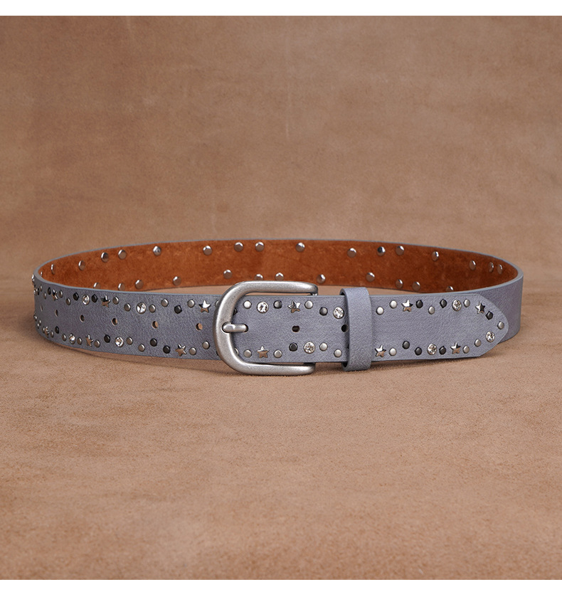 Cinturón punk con remaches para mujer en algodón estilo retro_voghion.com